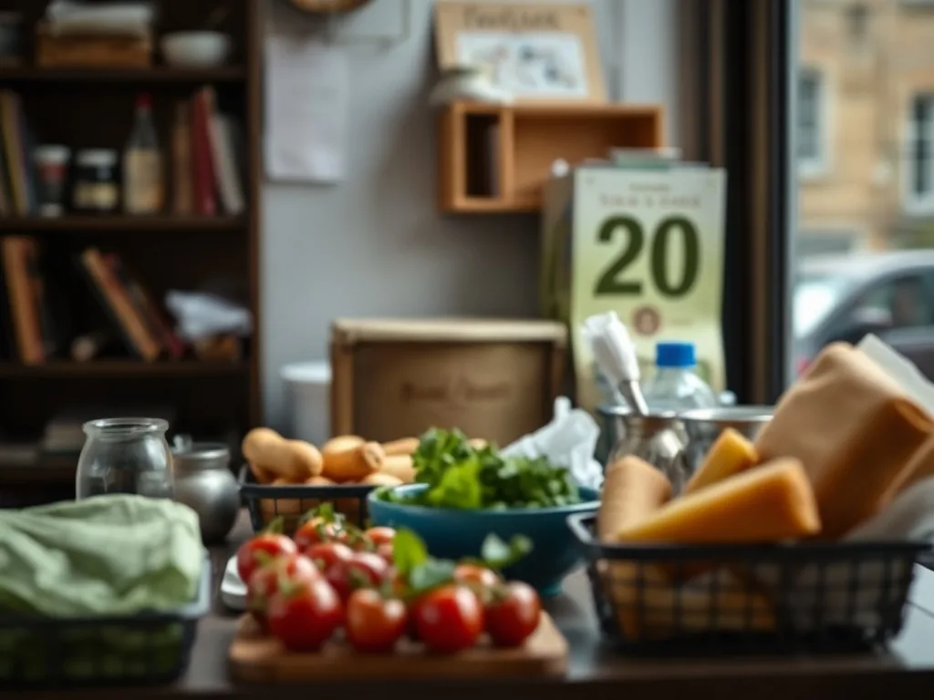 Assortiment de plats colorés anti-cholestérol sur une table en bois: salade de quinoa, soupe verte, poisson en papillote et légumes rôtis