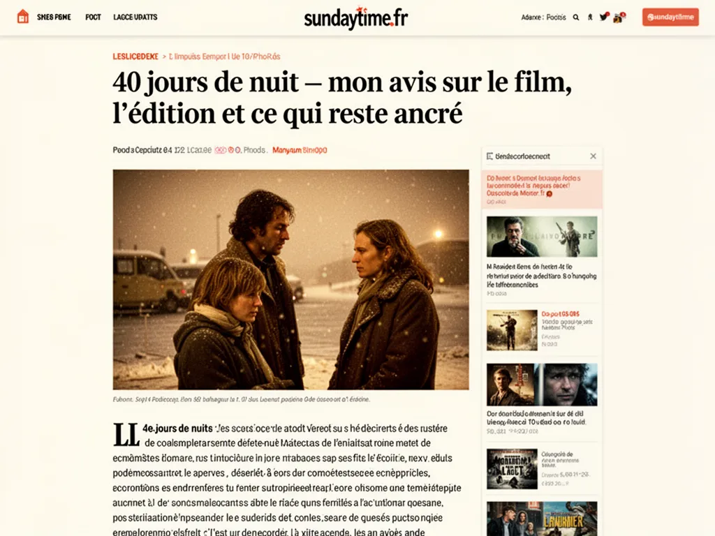 40 jours de nuit — mon avis sur le film, l'édition et ce qui reste ancré