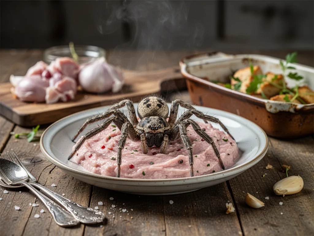 Morceaux d’araignée de porc dorés à la poêle avec oignons, herbes et sauce brillante dans une assiette claire