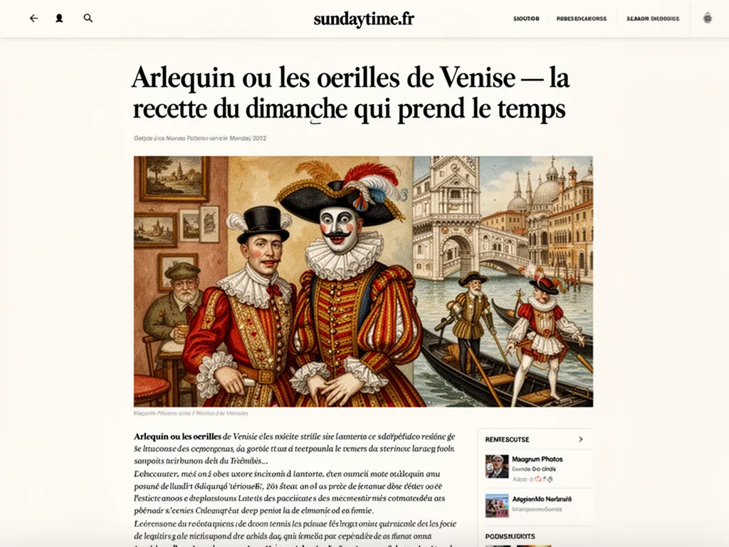 Arlequin ou les oreilles de Venise — la recette du dimanche qui prend le temps