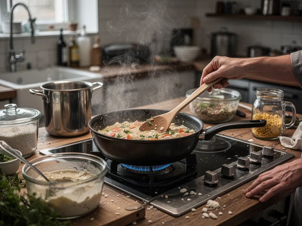Cuisine contemporaine avec façades mates, grand plan de travail clair et colonnes de rangement intégrées