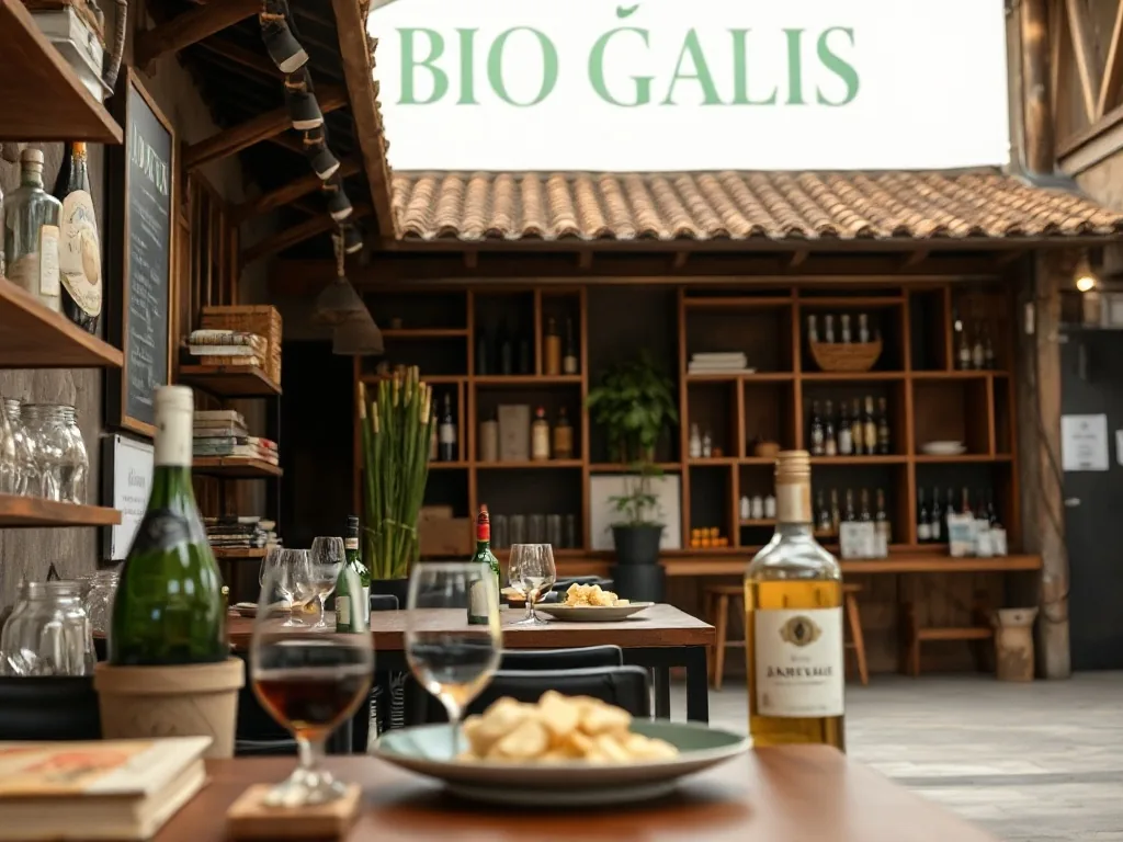 Bouteilles de bière de la Brasserie des Garrigues alignées sur un comptoir en bois, avec un verre de dégustation et un plateau de charcuterie
