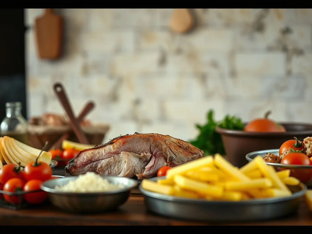 Assiette de cervelle de porc poêlée, nappée d'une sauce aux câpres, posée sur une table en bois clair avec un quartier de citron