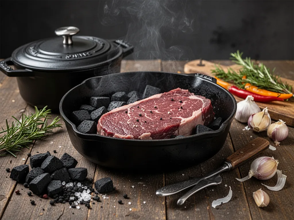 Morceaux de collier de bœuf mijotés en cocotte avec carottes, oignons et sauce brune