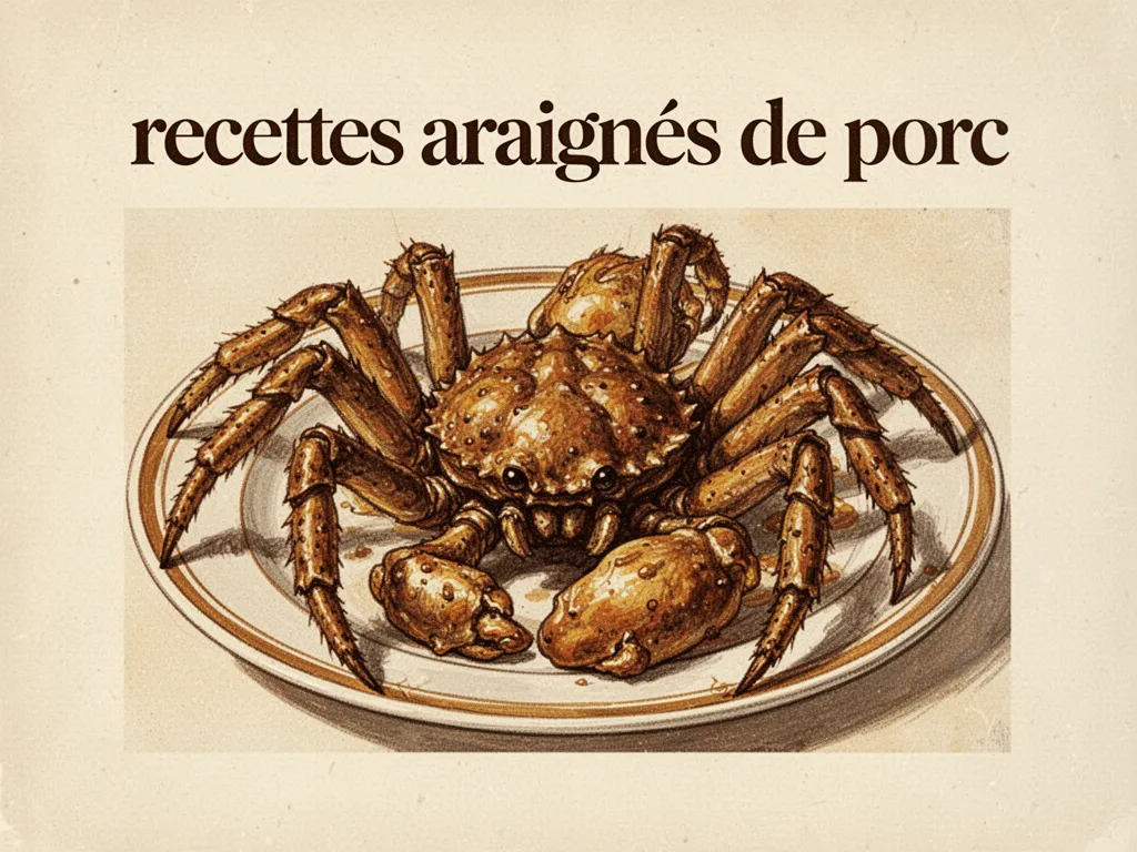 Plan rapproché d'une araignée de porc saisie, dorée, posée sur une planche en bois avec herbes fraîches